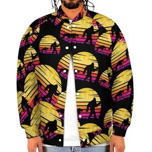 Bigfoot Cheetah Sunset Retro grappig heren honkbaljack bedrukte jas zacht sweatshirt voor lente herfst