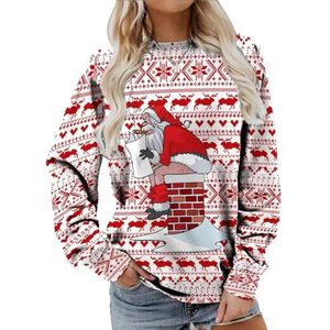 Kerstman truien truien | Kerstsweaters met 3D-printing Kerstman | Dames herfstmode voor kerstfeest, winkelen, wandelen, verzamelen, thuis Bseid