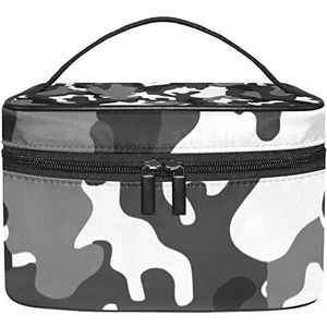 Make-up Organizer Bag, Reizen Make-up Tas Organizer Case Draagbare Cosmetische Tas voor Vrouwen en Meisjes Toiletartikelen Zwart en Grijs Camouflage Patroon, Meerkleurig, 22.5x15x13.8cm/8.9x5.9x5.4in