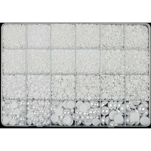 2800 stuks/doos luxe strass nagelkunst sieradenset glazen nagelkristallen doos 3D plat glas gevormde diamant nagels decoratie edelsteen-parel