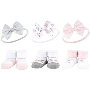 Hudson Baby Infant Girl Headband and Socks Giftset, Basic Pink Floral, One Size