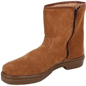 Laarzen van splitleer, model Carona, bruin, met ritssluiting en rubberen zool, maten 39 tot 46, Bruin, 40 EU