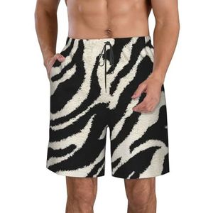 JIAWUJYNB Zebra strandshorts voor heren, met dierenprint, zomershorts met sneldrogende technologie, licht en casual, Wit, XL