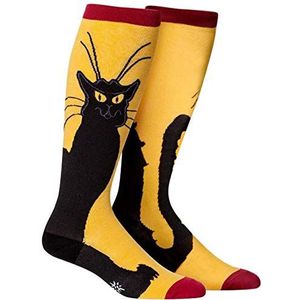 Sock It To Me, Stretch Wide-Kuit Knie Hoge Sokken, Chatten Noir Cat, one size