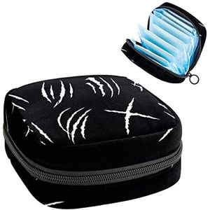 Periode Pouch Draagbare Tampon Opbergtas,Tampon Houder voor Portemonnee Vrouwelijke Product Organizer,Scratch Marks Zwart Patroon, Meerkleurig, 4.7x6.6x6.6 in/12x17x17 cm