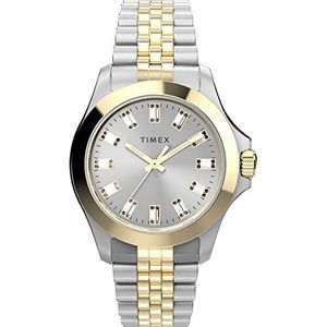 Timex Dames Kaia 38mm horloge - tweekleurige armband zilverkleurige wijzerplaat tweekleurige kast, tweekleurig, Twee-toon