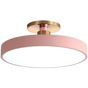 Macaron Ronde LED Plafondlamp, Moderne Smeedijzeren Plafondlampen Semi-Inbouw Plafondverlichting Voor Kinderkamer, Slaapkamer, Gang,Roze,A