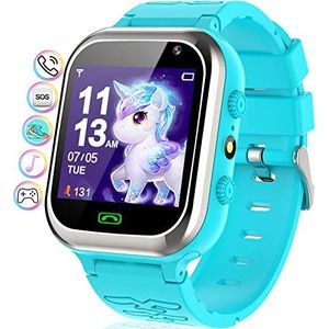 Smartwatch voor kinderen, telefoneren, kindersmartwatch met SOS, stappenteller, games, camera, stopwatch, wekker, touchscreen, zaklamp, smartwatches, verjaardag, voor jongens en meisjes, cadeau