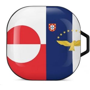 Groenland Azoren vlag oordopjes hoesje compatibel met Samsung hard shell beschermhoes zwart-stijl