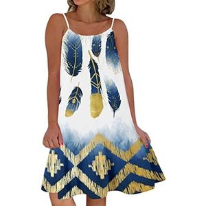 XZFJFRID Zomerjurken met spaghettibandjes, zomerjurk met strandbloemenprint, Boho-casual jurk(Color:Blue,Size:XL)