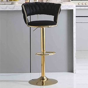 Barkrukken Verstelbare stoel 360° draaibare hefbarkruk Hoge stoel met gestoffeerde rugleuning Draaibare rugleuning Hoge kruk thuisbar