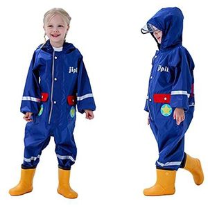 Baogaier Jongenss Regenpak Waterdichte Regenjassen Capuchon Plaspak Lichtgewicht Regen Jas Poncho Regenkleding Regenponcho Regencape Draagbaar Ademend Wandelen Reizen Baby Kinder 2 3 4 Jaar Blauw