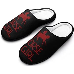 Paard Meisje Katoenen Slippers Voor Vrouwen Warme Anti-Slip Rubber Zool Huis Schoenen Voor Indoor Hotel 9-10 (40-41)