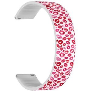 RYANUKA Solo Loop band compatibel met Ticwatch Pro 3 Ultra GPS/Pro 3 GPS/Pro 4G LTE / E2 / S2 (lippen prints) quick-release 22 mm rekbare siliconen band band accessoire, Siliconen, Geen edelsteen