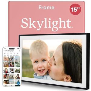 Skylight digitale fotolijst - WiFi ingeschakeld met belasting via telefoonmogelijkheid, digitale fotolijst met touchscreen - Aanpasbaar cadeau voor vrienden en familie - 15 inch zwart