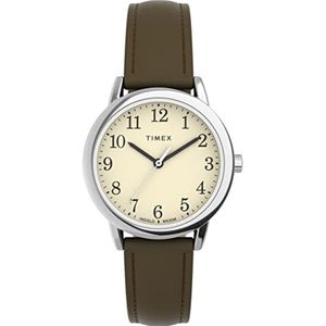 Timex Easy Reader horloge voor dames, Bruin/Zilver, Gemakkelijke lezer 30 mm