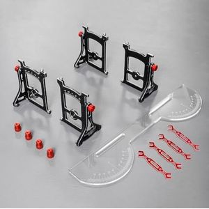 Aluminiumlegering Plastic RC Auto Verstelbare Heerser Steering Link Synchronizer Set Up Systeem Stuurinrichting Meetinstrument voor 1/10 RC Drift Raceauto (Rood+Moersleutel)