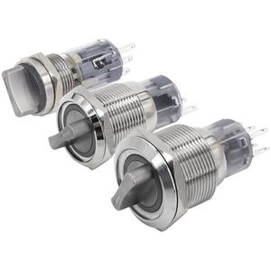 16/19/22 MILLIMETER Draaibare Schakelknop 2/3 Positie Momentele Snap Schakelaar Metalen Licht Elektrische Schakelaar 1 PC (Kleur: Rode LED, Maat: 16 mm MOMENTARY_3 POSITIE 2NO2NC_3-6V)