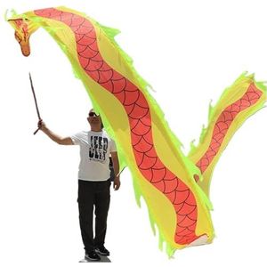 Danslinten, Dancer China 3D Outdoor Fitness Gele Draak Golden Claw Dragon Ribbon Dansset (6m 8m 10m) for Fitness Jongleren Flinging (Size : 12m/39ft) (Size : 12m/39ft)