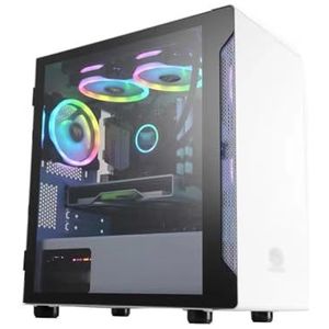 Mini ITX/Micro ATX Mid-tower Computerbehuizing, Gehard Glazen Ontwerp, Gespleten Kaststructuur, Desktopcomputerbehuizing, Ondersteunt Waterkoeling(White)