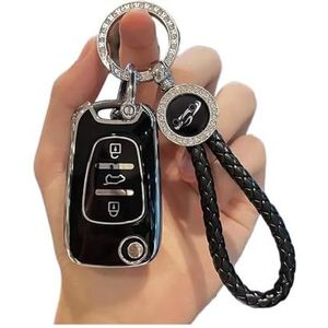 Autosleutel beschermhoes TPU Auto Vouwsleutel Case Cover Fob Sleutelhanger Voor Hyundai I20 I30 Voor Elantra Voor Azera Voor Veracruz Voor Veloster Voor Rio K7 K5 Sleutel Shell(Black Set C)