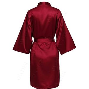 LHSJYG Damesgewaden bruidsmeisje gewaden gewaad bruid gewaad korte satijnen badjas vrouwen bruiloft badjas nachtkleding ochtendjas grote maat riem (Bourgondië, pas uw tekst aan)
