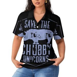 Save The Chubby Unicorns dames poloshirts met korte mouwen casual T-shirts met kraag golfshirts sport blouses tops 3XL