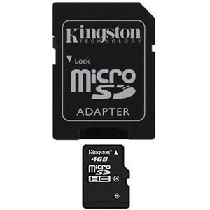 Nieuwe Kingston Micro SD 4 GB geheugenkaart met SD-adapter
