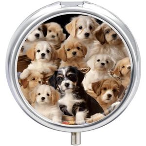 Leuke Honden Pillendoos Waterdichte Draagbare Geneeskunde Pil Case Vochtbestendig Metalen Reizen Pillendoos met 3 Compartimenten Geneeskunde Case