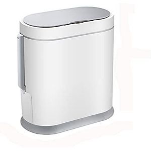 WSXDG 8L Smart Prullenbak Huishoudelijke Inductie Waterdichte Toilethoes Toilet Borstel Geïntegreerd Papier Baske Prulash Bin(White)