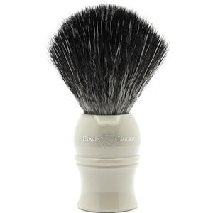 Edwin Jagger 1EJ339SYN Klassieke zwarte synthetische vezel, milieuvriendelijke veganistische exfoliërende scheerkwast voor scheerschuim of scheerzeep voor mannen en vrouwen (grijs)