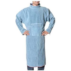 Leather Welding Suit Lasjack lederen schort lange jas beschermende kledingkledingpak zware werkzaam werk anti-schalen vlambestendige jas Heat Resistant and Flame Retardant(Blue,XX-Large)