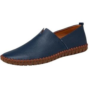 Men's Slip-on Loafers Fashion Breathable Flat Loafers Comfortable Anti-Slip Soft Sole Walking Driving Shoes(Color:Blue,Size:EU 39)