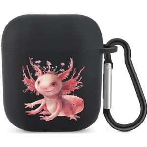 Leuke Axolotl met Kroon Leuke Case voor AirPods 2&1 Schokbestendige Beschermende Hoofdtelefoon Gevallen Cover Met Sleutelhanger voor Mannen Vrouwen