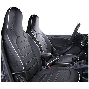 Stoelhoezen Autostoelhoes Voor Mercedes Voor Smart 453 Voor Fortwo Voor Forfour 2015-19 All-inclusive Leren Kussen Vier Seizoenen (Color : Black White)