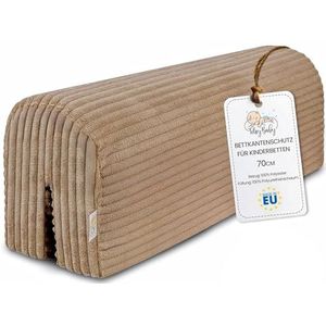 Bedrandbescherming voor kinderbedden 70 cm - bescherming voor bedframe babybed valbescherming voor boxspringbed bedrail met hoesrandbescherming kinderbabybedje Bruin