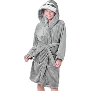CityComfort Kinderen Dressing Gown Sloth Warme Pluizige Fleece Robes voor Jongens en Meisjes (Grijze Luiaard, 13-14 Jaar)