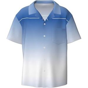YJxoZH Ombre Getextureerde Blauwe Print Heren Jurk Shirts Casual Button Down Korte Mouw Zomer Strand Shirt Vakantie Shirts, Zwart, XXL