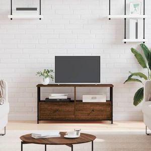 AJJHUUKI Entertainment Centra & TV Stands Tv-meubel Bruin Eiken 90x33x45 cm Engineered Hout & Iron Meubels