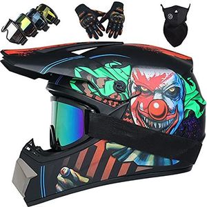 KILCVEM - Motorhelm - Clown - Professionele Motorcrosshelm - D.O.T-certificering - Voor Kinderen en Volwassenen