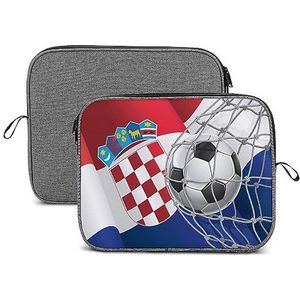 Voetbal Doel En Kroatië Vlag Laptop Sleeve Case Beschermende Notebook Draagtas Reizen Aktetas 13 inch
