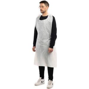 Areso Wegwerpschorten, waterdicht, gemaakt van 100% recyclebaar kunststof, wit, voor dierenartsen, kapsalons, schilderen, keuken, schoonmaak, klinieken, robuust en duurzaam, Wit, One size
