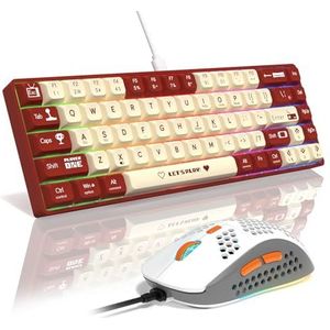 MAMBASNAKE AJAZZ AK680 Mechanical Keyboard, 68 Key 60 Percent Hot Swappable Gaming Keyboard + 6 Adjustable DPI 6400 Gaming Mouse with 6 RGB Light, for PC/Mac/Laptop Gamer (Blue Clicky Switch)