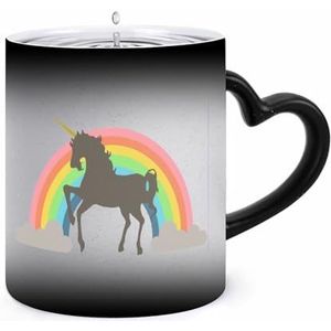 Regenboog Eenhoorn Koffie Mok 11oz Kleur Veranderende Mokken Hartvormige Handvat Warmtegevoelige Verkleuring Cups