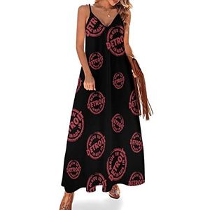 Made in Detroit Sling Maxi-jurken voor dames, V-hals, casual, mouwloos, verstelbare riem, sexy lange jurk
