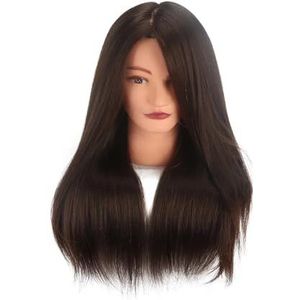 Echt haar oefenhaar kan geverfd worden met hete verf, modelhoofd, poppenhoofd, 18 inch lang, oefenhoofd, natuurlijk(PURPLE)