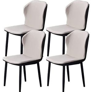 GEIRONV Moderne eetkamerstoelen, set van 4, met metalen poten, PU-leer, hoge rugleuning, gewatteerde zachte zitting, gestoffeerde stoelen met accent Eetstoelen (Color : Light gray, Size : 40x46x86cm