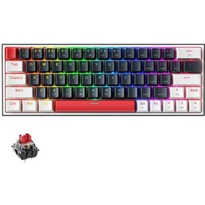 QPSJXN Mechanisch gaming-toetsenbord RGB 60% compact met 63 lay-outs en pijldesign op de schaal voor spelers (Red Switch Dark)