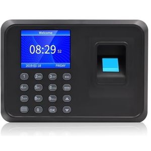 Inklokken in Machine, Vingerafdruktijdmachine Vingerafdrukaanwezigheidsmachine Intelligent vingerafdruktijdapparaat Meertalig 2,4 inch LCD-scherm Kantoorponsklok