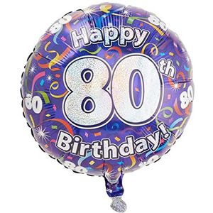 Suki Gifts 80e verjaardag luchtslangen folieballon, violet, 45cm (18"")